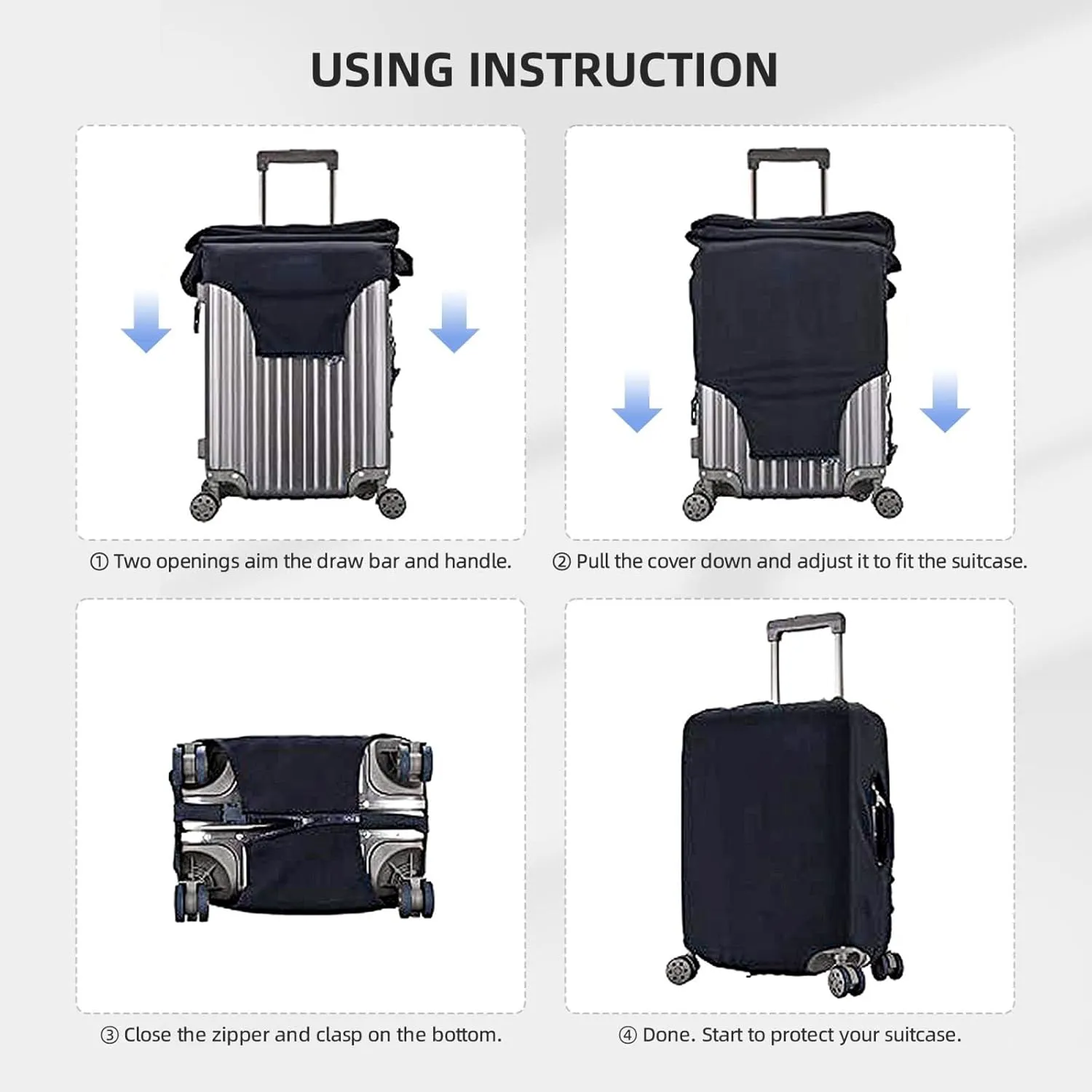 Hand Drawn Seamless Print Elastic Travel Luggage Cover Suitcase Protector Bag, Anti-Scratch, Washable Suitcase Sleeve For Kid Adult,For 18-32 Inch Luggage