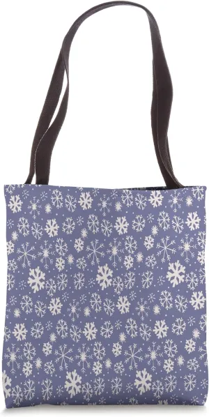 Hand Drawn Snowflake Snowfall Pattern With Blue Background Tote Bag