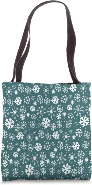 Hand Drawn Snowflake Snowfall Pattern With Blue Background Tote Bag