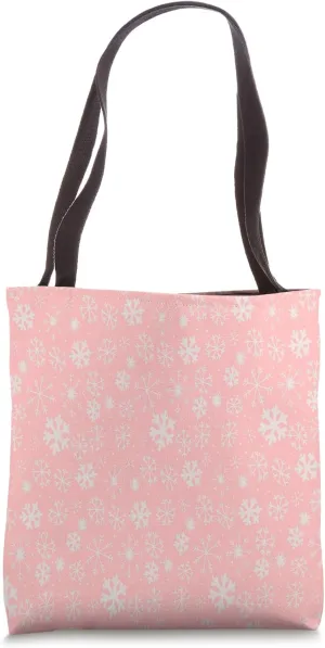 Hand Drawn Snowflake Snowfall Pattern With Pink Background Tote Bag
