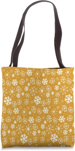 Hand Drawn Snowflake Snowfall Pattern With Yellow Background Tote Bag