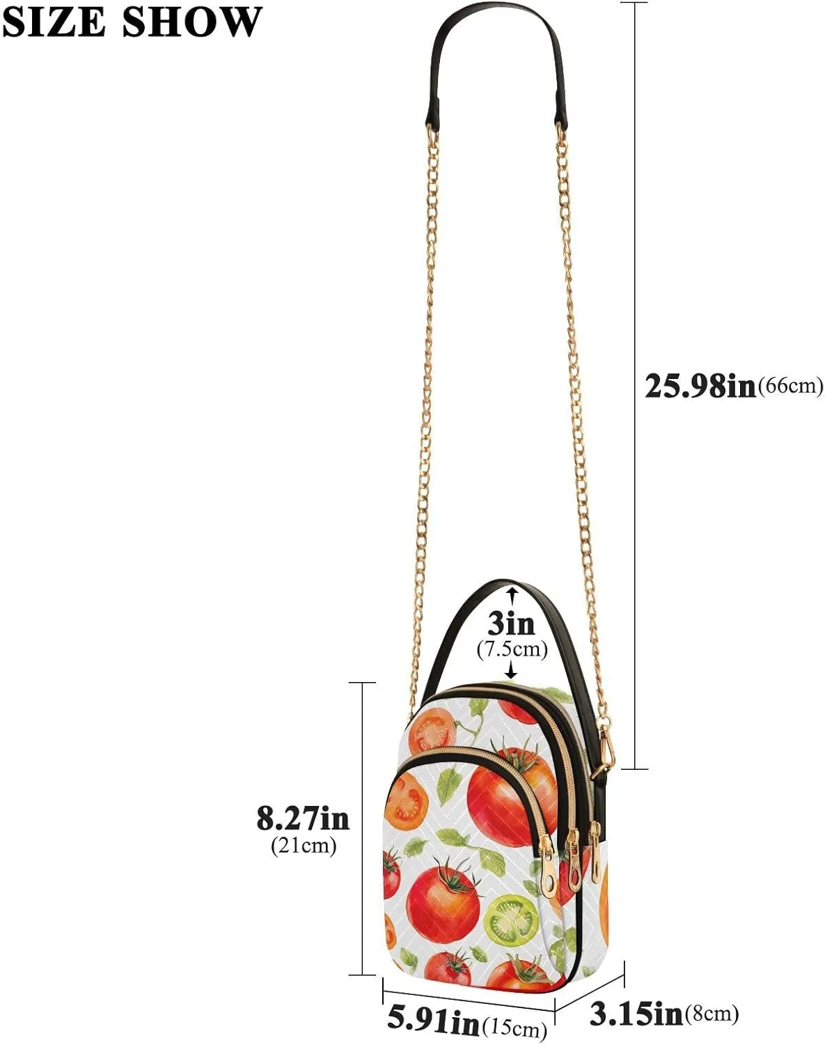 Hand Painted Watercolor Tomatoes Women's Crossbody Bags, Shoulder Purse Crossbody, Stylish Crossbody Bags for Travel