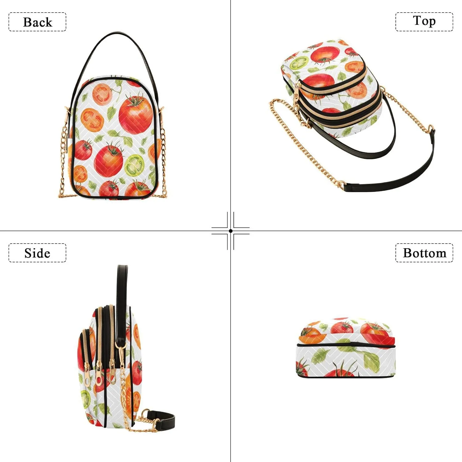 Hand Painted Watercolor Tomatoes Women's Crossbody Bags, Shoulder Purse Crossbody, Stylish Crossbody Bags for Travel