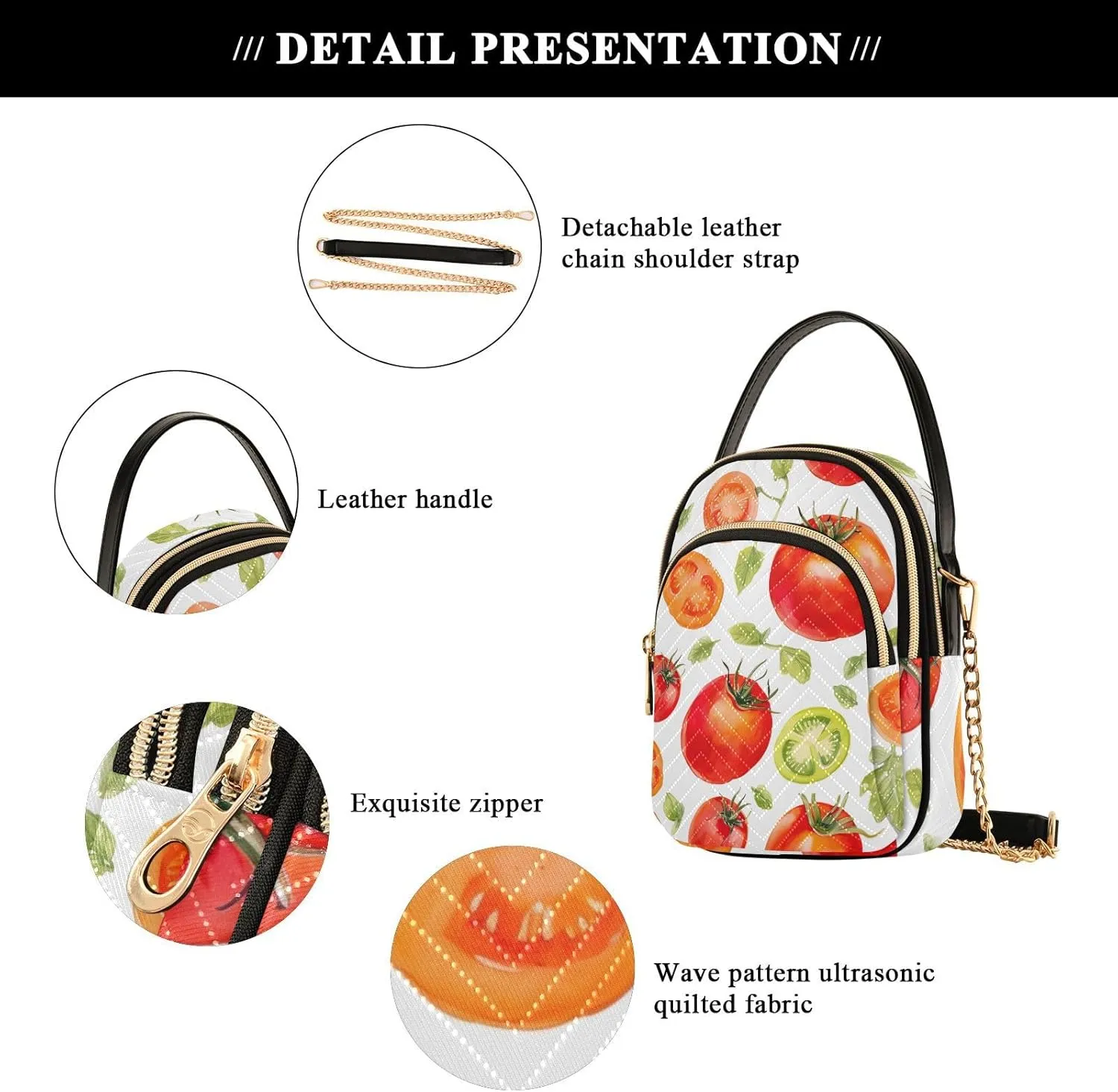 Hand Painted Watercolor Tomatoes Women's Crossbody Bags, Shoulder Purse Crossbody, Stylish Crossbody Bags for Travel
