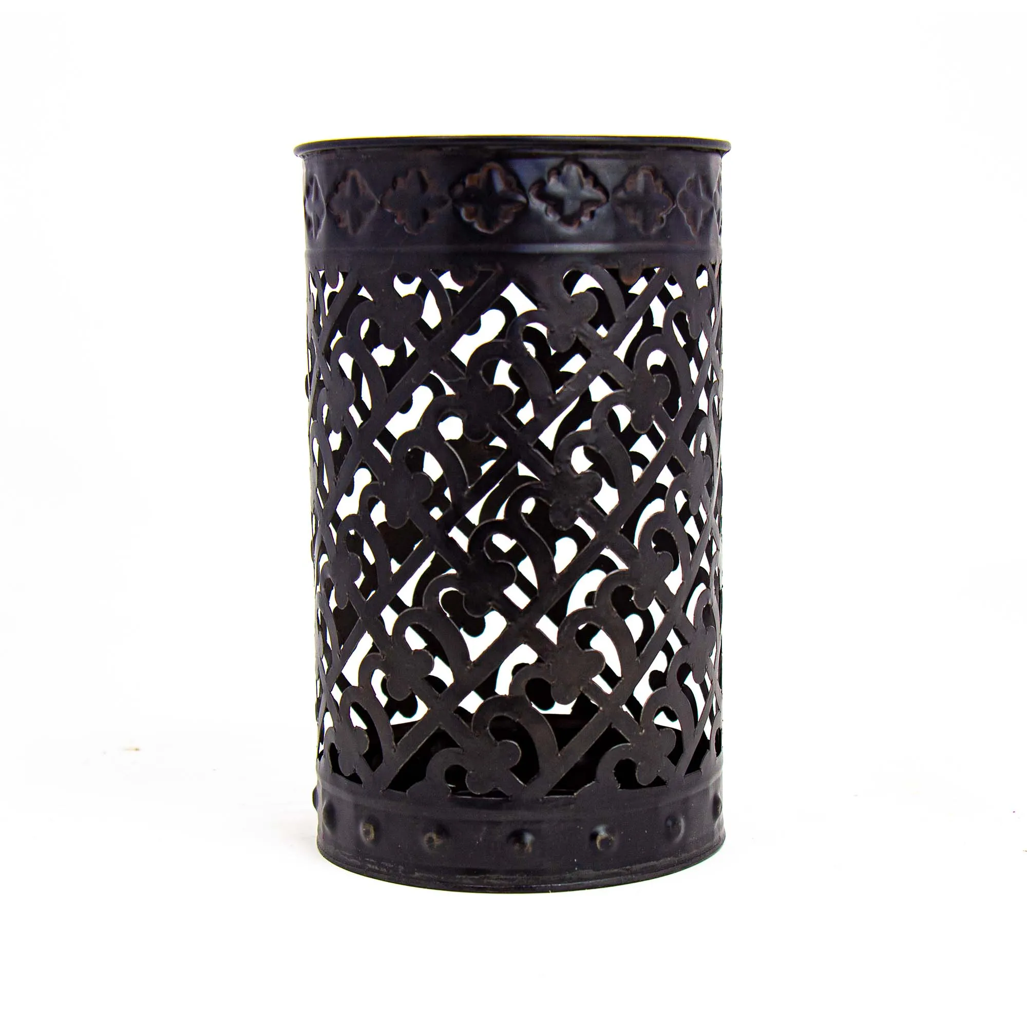 Hand Stamped Metal Tall Lattice Votive