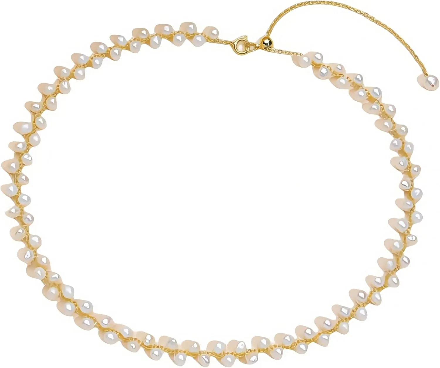 Handmade Freshwater Pearl Necklace for Women 3-4mm Natural Handwoven Lightweight Adjustable Modern Minimalist Versatile for Daily Office Travel