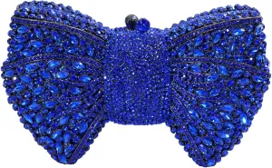 Handmade Inlay Rhinestone Bow Clutch Bag for Women, Sparkling Evening Party Wedding Purse with Detachable Pearl Chain Strap