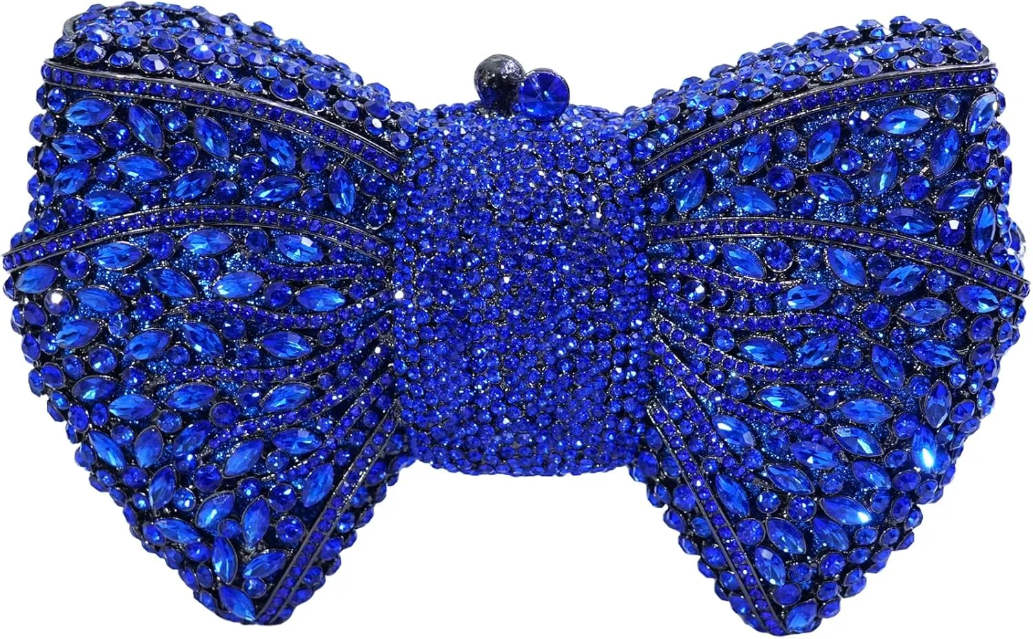 Handmade Inlay Rhinestone Bow Clutch Bag for Women, Sparkling Evening Party Wedding Purse with Detachable Pearl Chain Strap