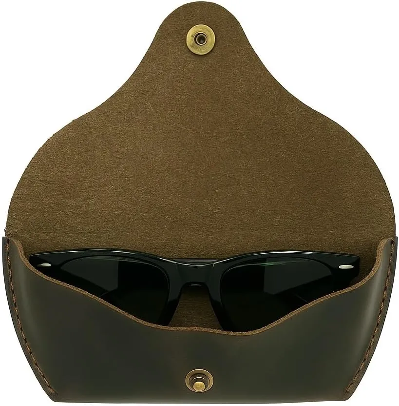 Handmade Leather Eyeglass Case – Soft Sunglasses Pouch, Large Glasses Holder