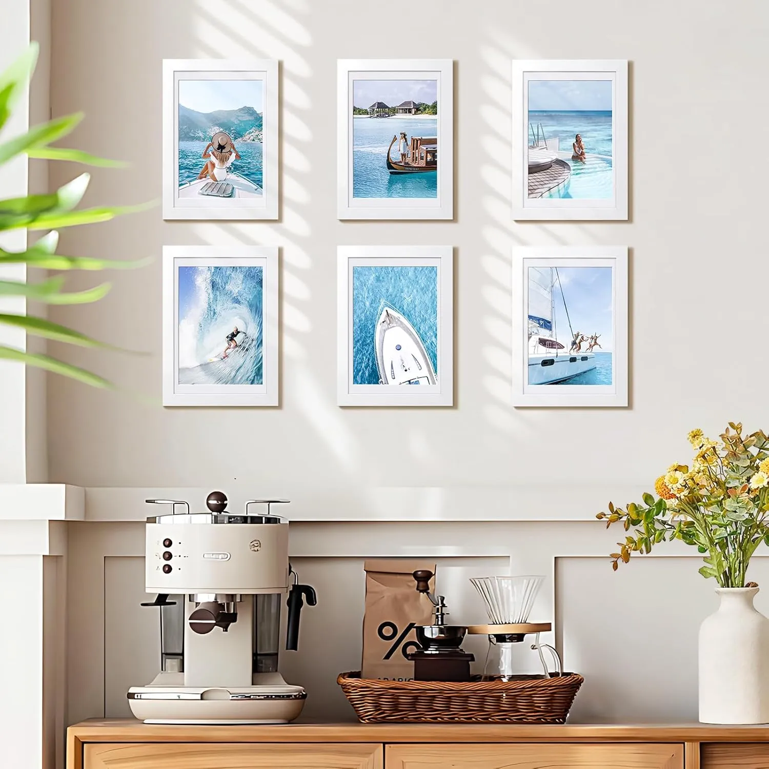 HappyHapi 4x6 Picture Frames Set of 10, Tabletop or Wall Display Pictures 3.5x5 with Mat or 4x6 Without, Multi Photo Frames Collage (White)