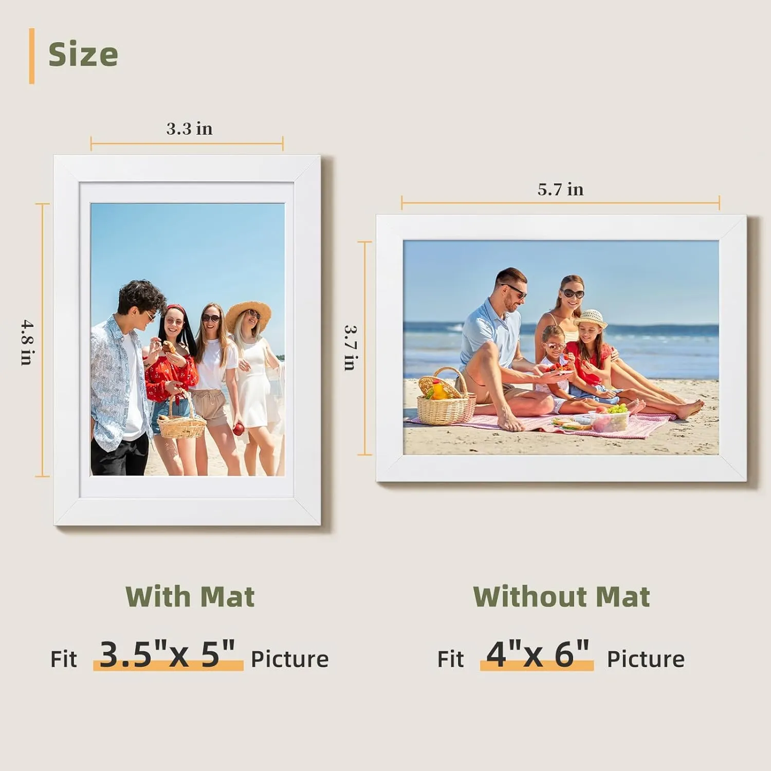 HappyHapi 4x6 Picture Frames Set of 10, Tabletop or Wall Display Pictures 3.5x5 with Mat or 4x6 Without, Multi Photo Frames Collage (White)