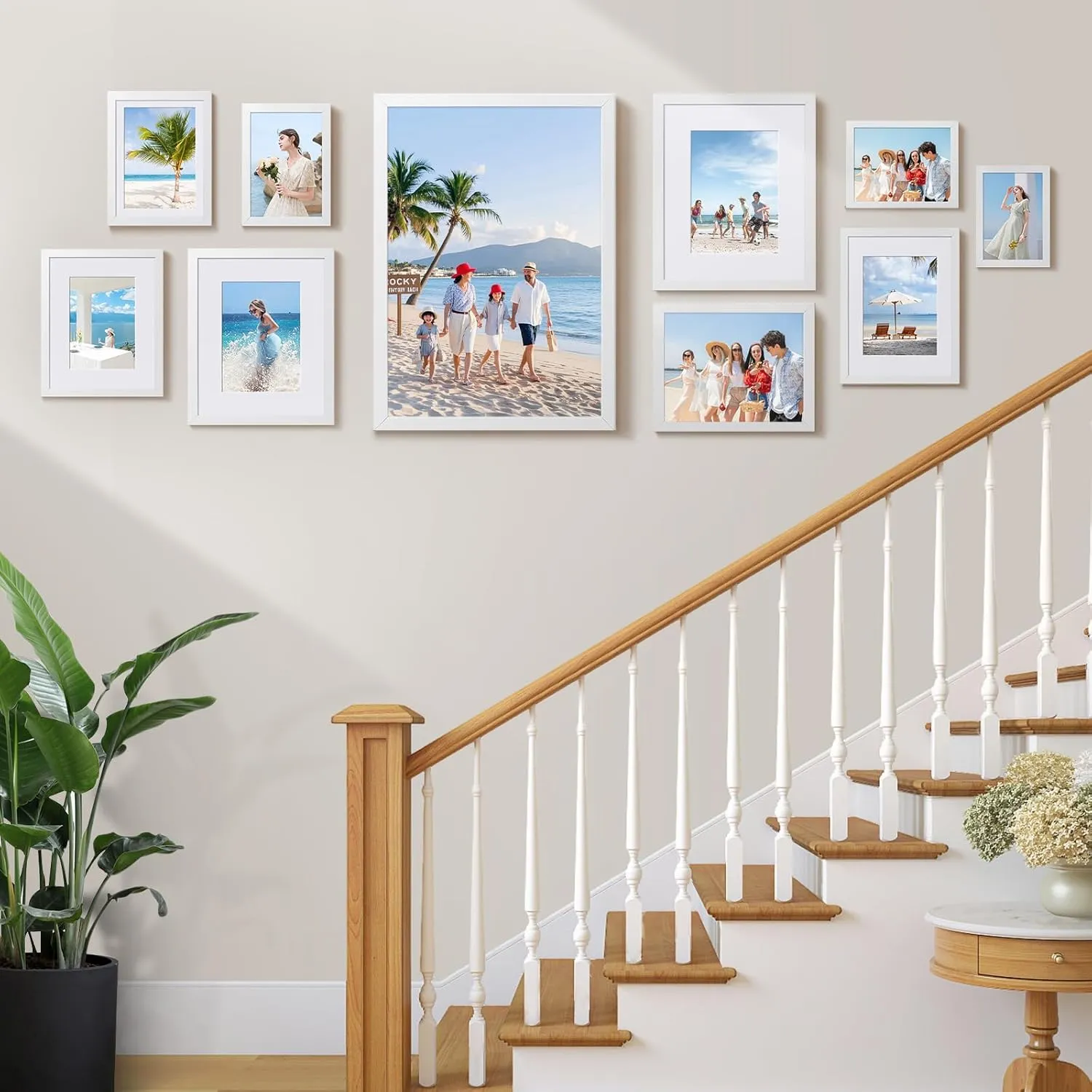 HappyHapi 4x6 Picture Frames Set of 10, Tabletop or Wall Display Pictures 3.5x5 with Mat or 4x6 Without, Multi Photo Frames Collage (White)