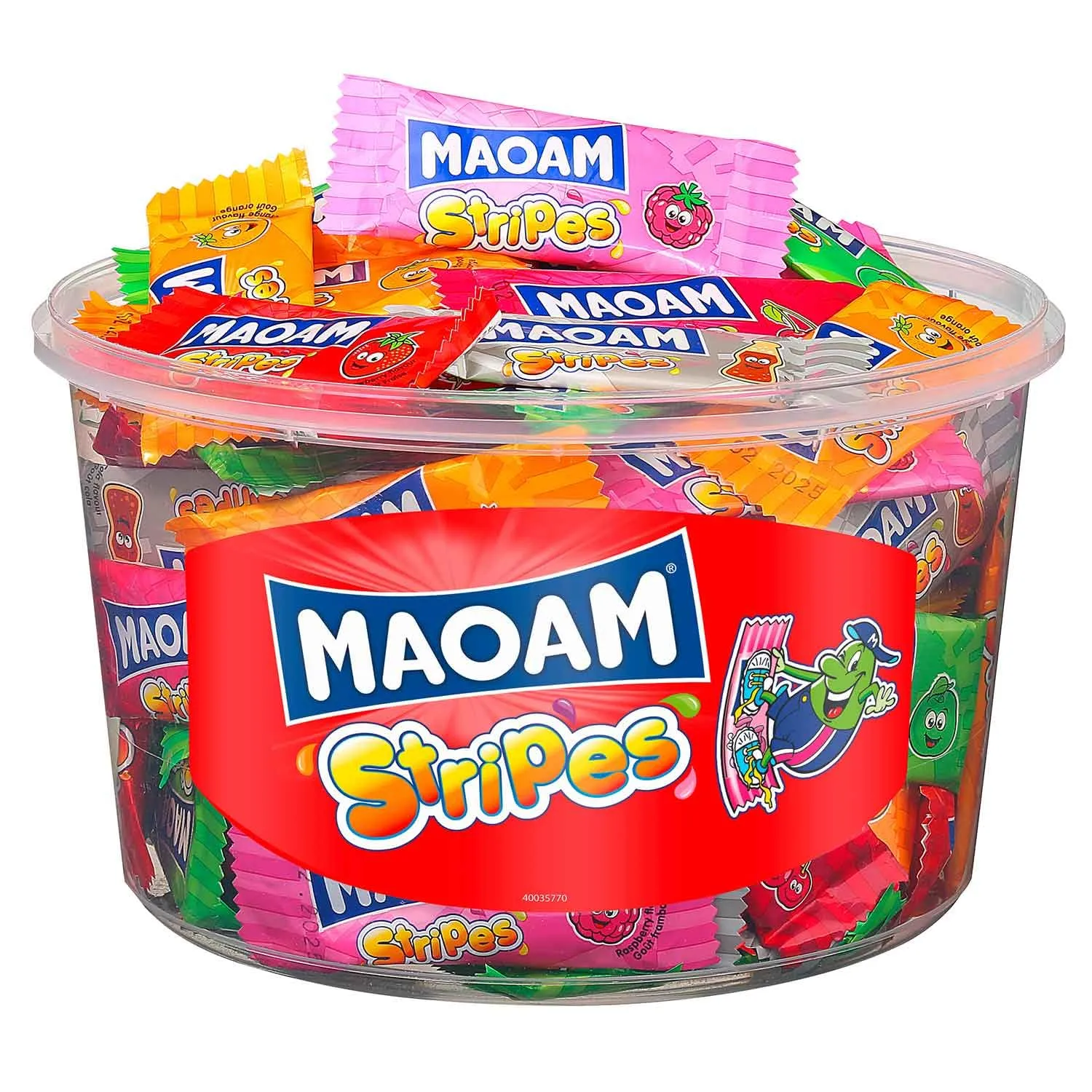 Haribo Maoam Stripes I Pack of 100 Fruit and Cola flavored Chewy Candy Strips | Tub 700g 24 ounce