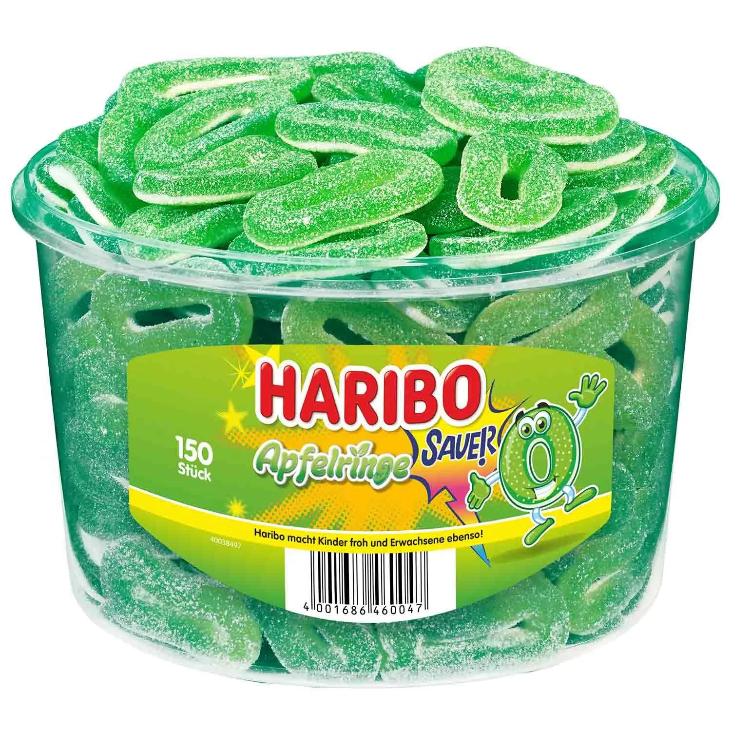 Haribo Saure Apfelringe ( Sour Apple Rings ) Tub -150 pcs