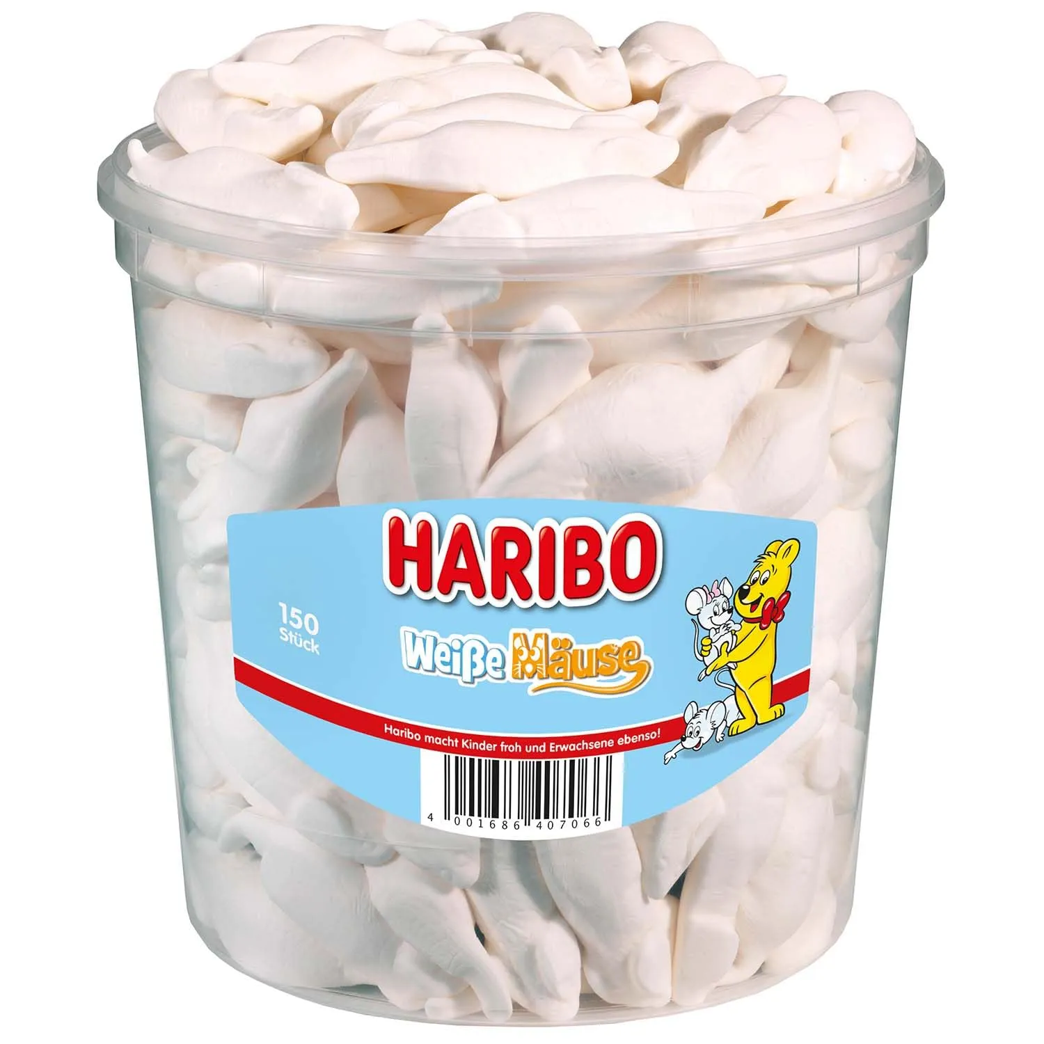 Haribo Weisse Maeuse ( White Mice) Tub -150 pcs