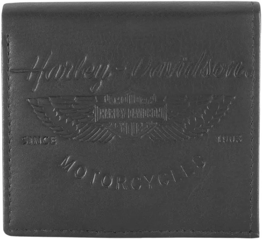 Harley-Davidson Women's Free Spirit Bi-Fold Leather Wallet w/RFID - Black