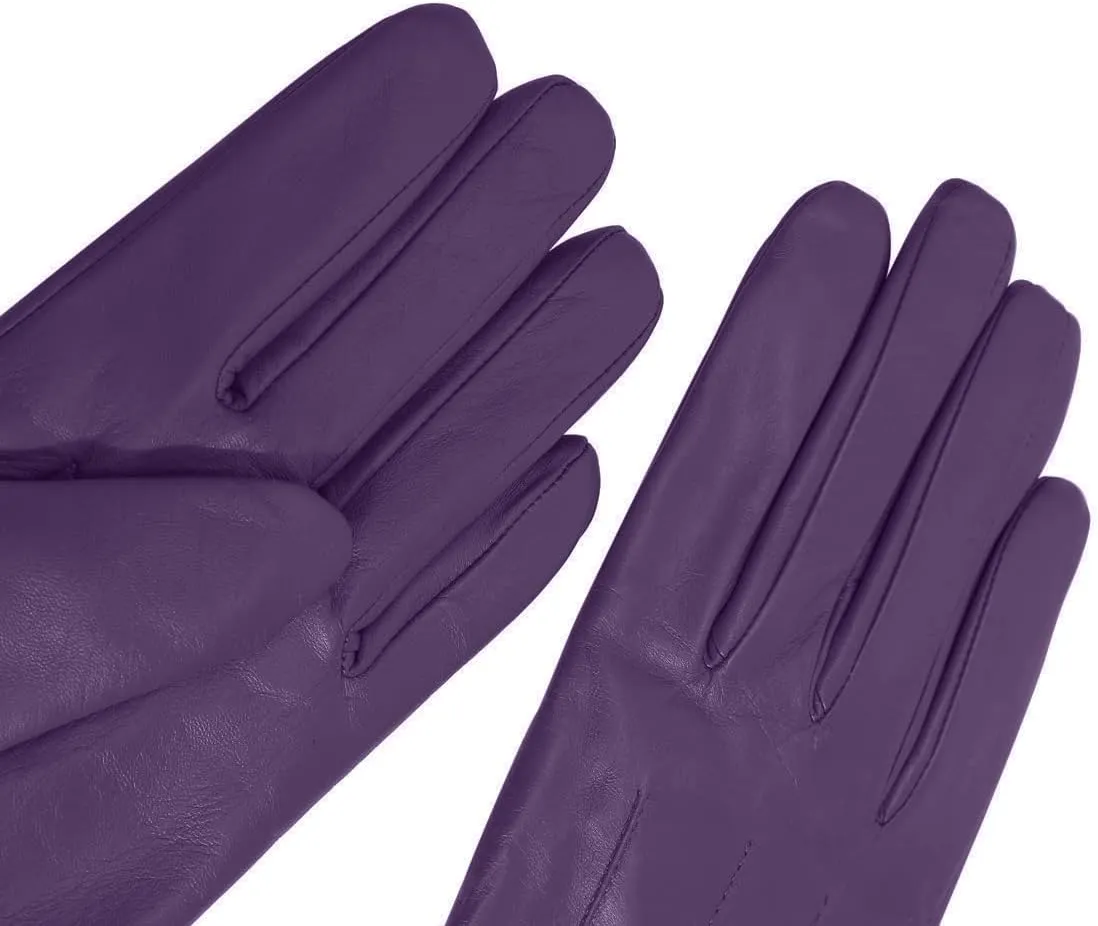 Harssidanzar Womens Winter Warm Cashmere Lining Touchscreen Texting Warm Driving Lambskin Leather Gloves GL017
