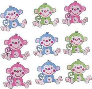 HEALLILY Wooden Buttons Monkey Embellishment Button 2 Hole Sewing Button for DIY Scrapbooking Crafts Clothes Shoes Hats 50Pcs