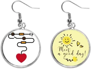 Heart Circuit Power Switch Ear Drop Sun Flower Earring Jewelry Fashion