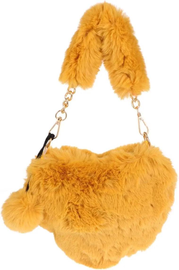 Heart Purse for Women Faux Fur Purse Winter Plush Shoulder Bag Heart-Shaped Bag Womens Lovely Heart Handbag(Red)
