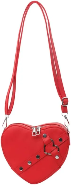 Heart Shape Crossbody Bag Rivet Shoulder Bags for Women Girl Fashion Bags Leather Bag