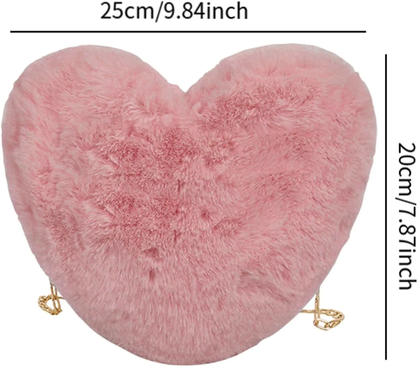 Heart Shaped Shoulder Bag, Furry Purse, Casual Cute Tote Crossbody Bag for Women Ladies