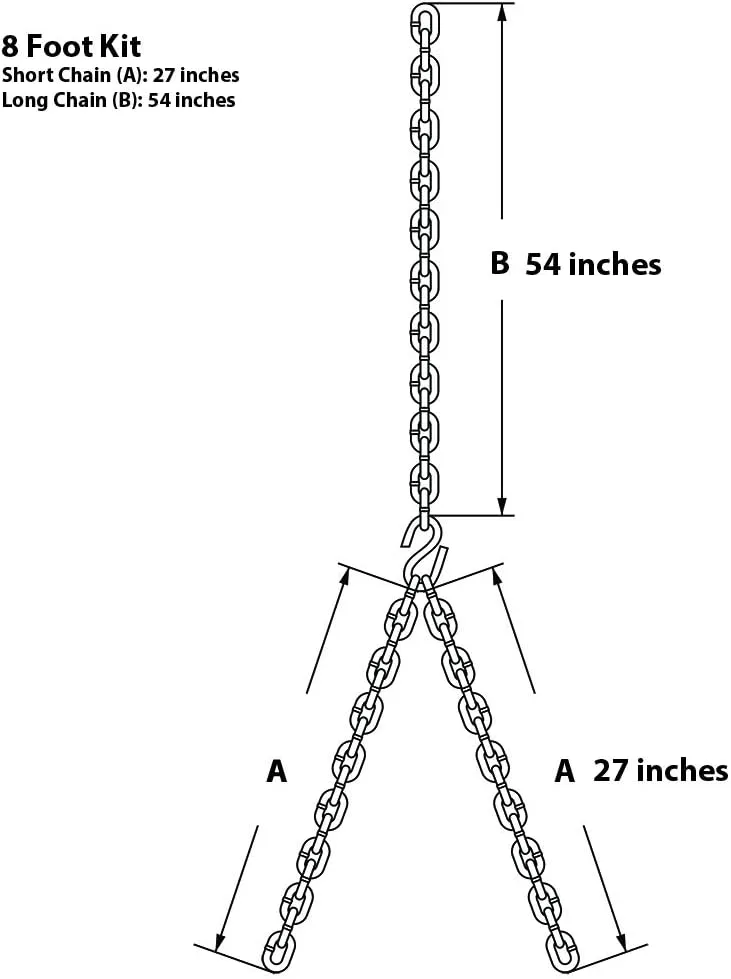 Heavy Duty 700 Lb Porch Swing Black Hanging Chain Kit (8 Foot Ceiling)