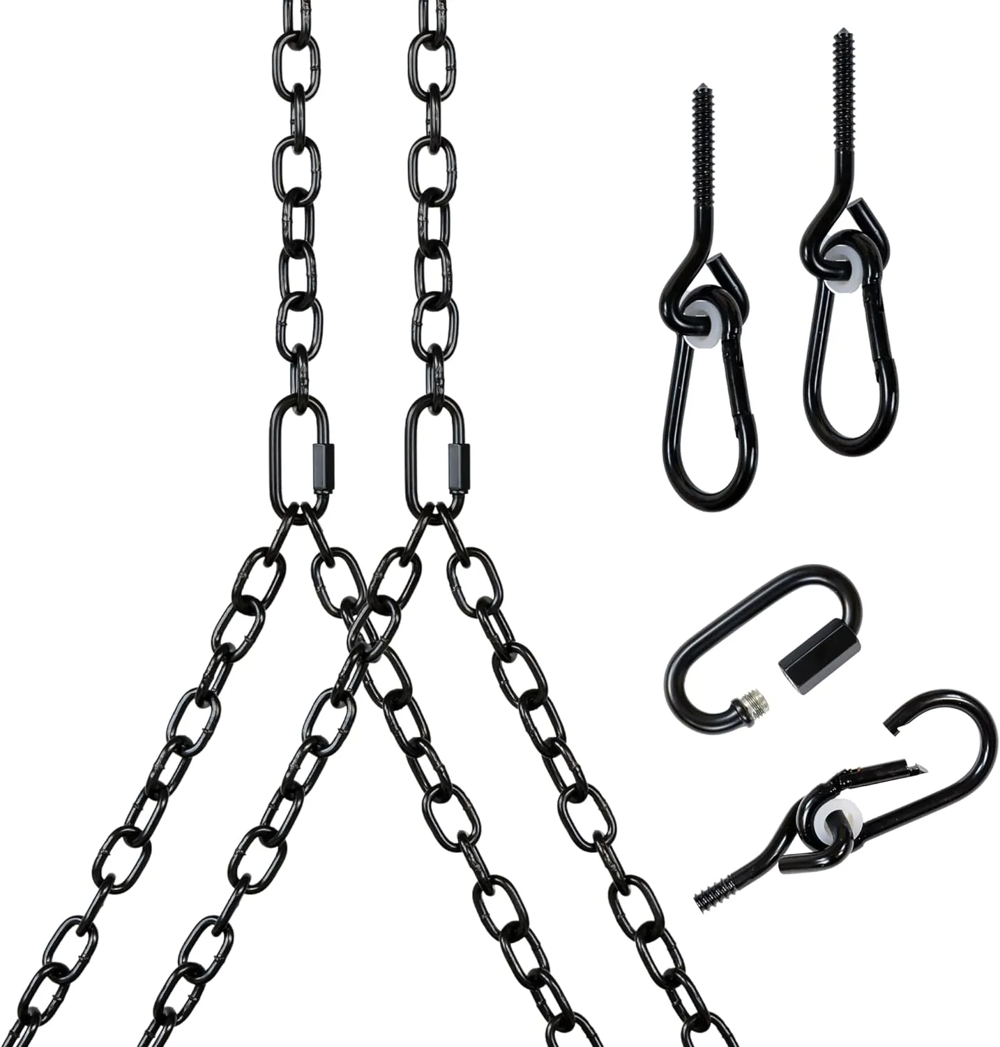 Heavy Duty 700 Lb Porch Swing Black Hanging Chain Kit (8 Foot Ceiling)
