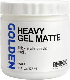 Heavy Gel Matte by GOLDEN, 16 fl. oz. Jar, Professional Acrylic Gel Medium, Semi-Transparent