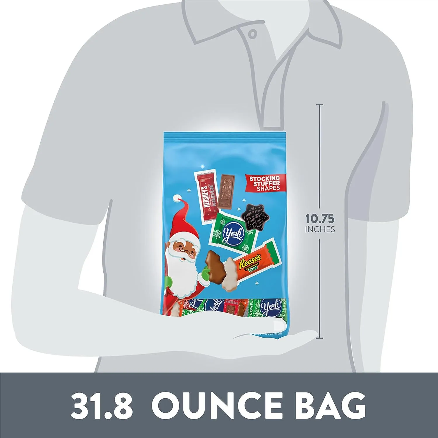 HERSHEY'S, REESE'S and YORK Assorted Flavored, Christmas Candy Variety Bag, 31.8 oz