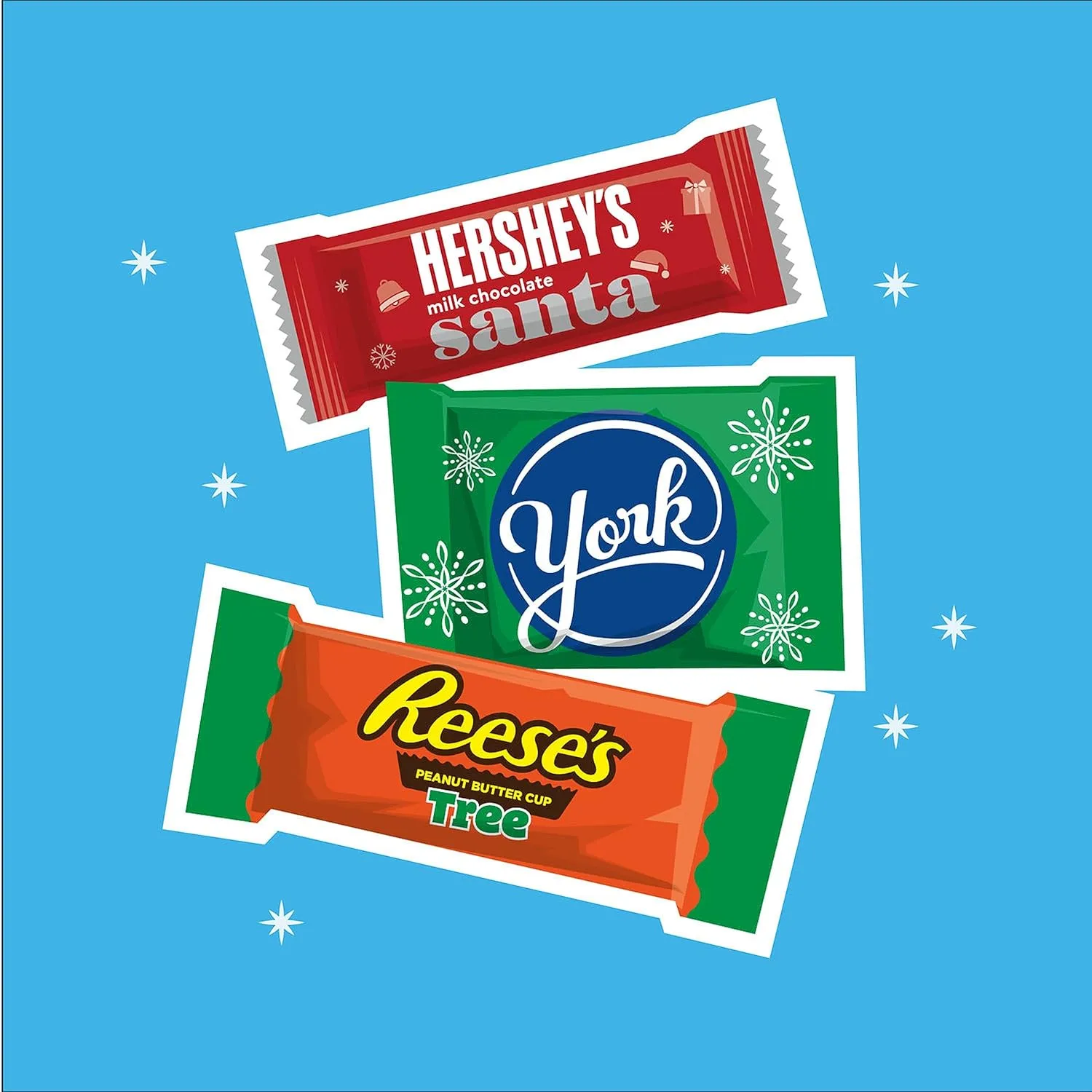 HERSHEY'S, REESE'S and YORK Assorted Flavored, Christmas Candy Variety Bag, 31.8 oz