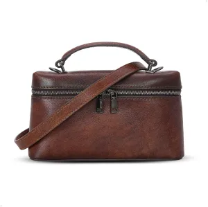 HESHE Genuine Leather Crossbody Bags for Women Vintage Funtional Ladies Purses and Handbags with Pockets Shoulder Purse
