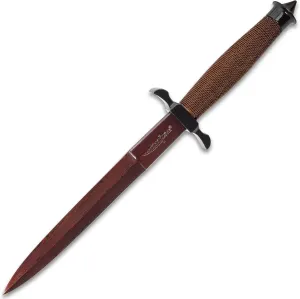 Hibben Hellfrye Damascus Shadow Knife – HellFyre Damascus Steel Blade, Copper Colored Wire Wrapped Handle, Stainless Steel Guard – Fiery Blade with Penetrating Point - 12 1/4" Overall