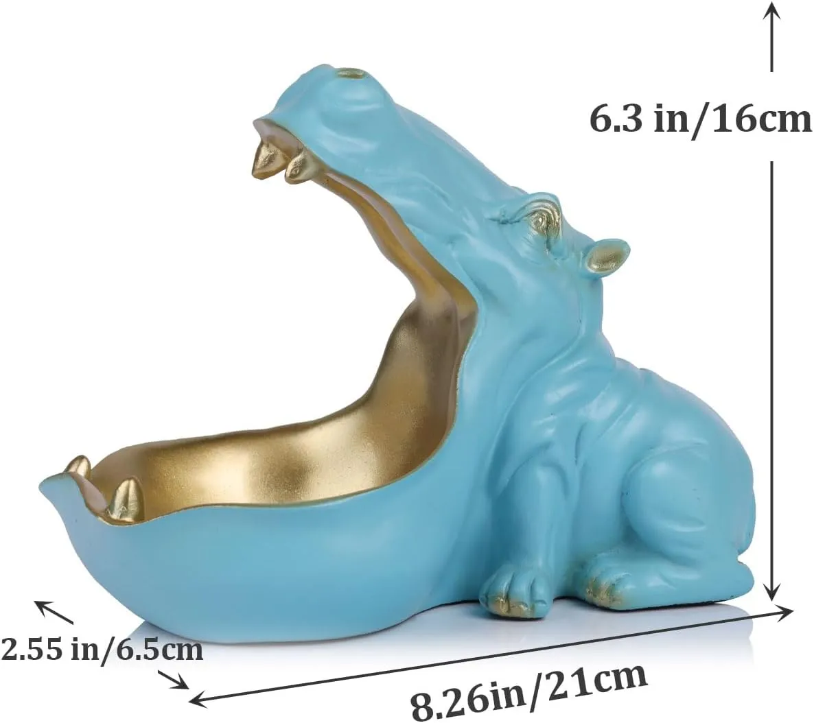 Hippo Figurine Candy Dish & Key Bowl - Unique Resin Hippopotamus Statue for Office Desk & Entry Table Decor - Multifunctional Sundries Container, Jewelry Stand, and Wallet Holder - Cute Hippo Gifts