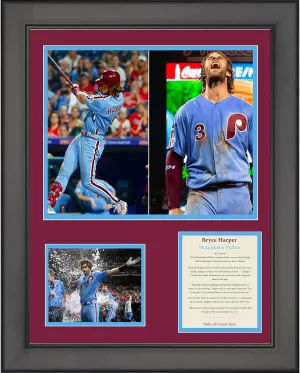 HOFSM.COM Hall of Fame Sports Memorabilia Framed Bryce Harper Walk-Off Grand Slam Philadelphia Phillies 11"x14" Baseball Three Photo Collage
