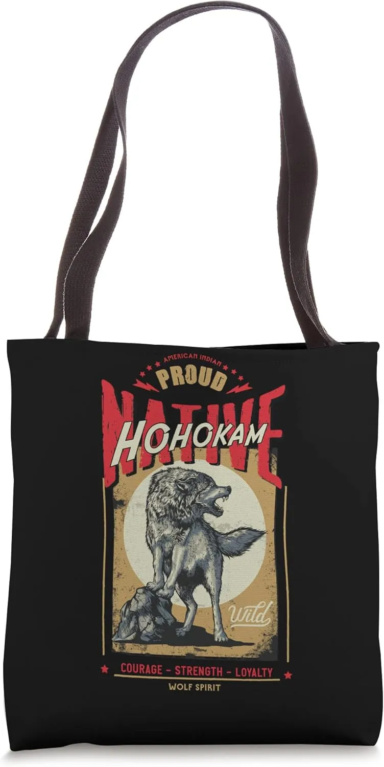 Hohokam Native American Indian Born Wolf Spirit Retro Tote Bag