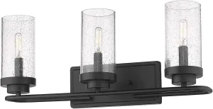 Holden 3 Light Bath Vanity Matte Black with Seeded Glass