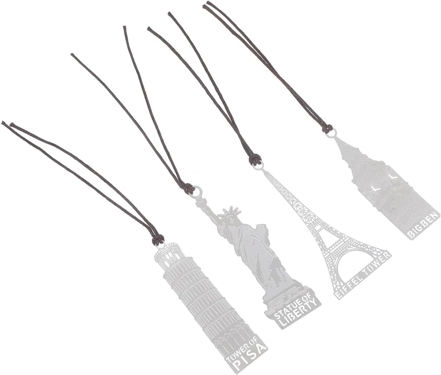 Homoyoyo 4pcs Architecture Bookmarks Metal Book Marks for Reading Decorative Metal Page Markers Lanyard Elegant Bookmarks for Books Decor