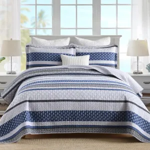 Homzard Quilt Bedding Set Queen Size - 100% Cotton Comforters Set Queen Size,Gray Blue Quilts Bedspread for The Bed, Farmhouse Lightweight Bedding (90 * 98 Inch) and 2 Pillow Shams All Season