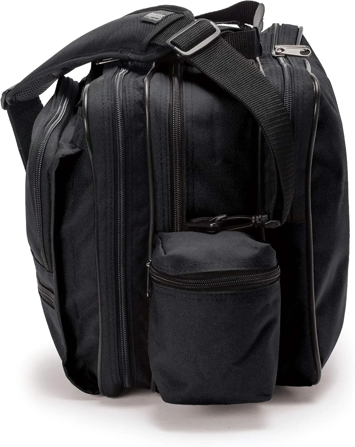 Hopkins Medical Products Mark V Shoulder Bag, HIPAA Compliant Lockable Zippers for Security, Adjustable Straps and Reinforced Bottom, Fold-Down Compartment for Easy Access, 13x11.25x7.5 inch, Black