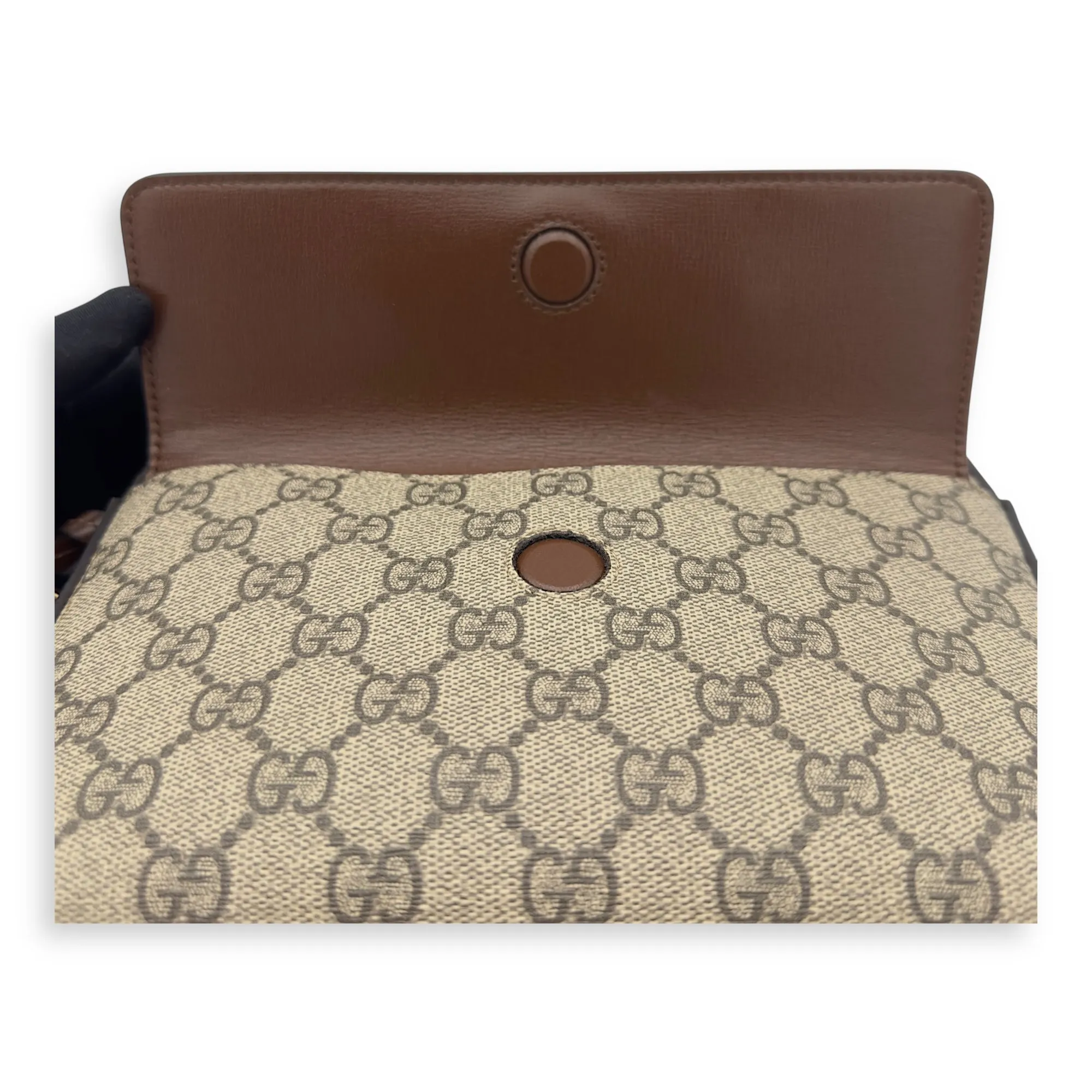 Horsebit 1955 Crossbody Bag Grey in Coated Canvas, Gold hardware