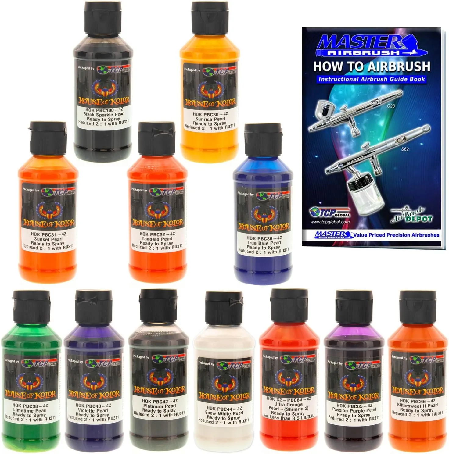 House of Kolor 4Oz 12 Color Kit Shimrin Designer Pearl Ready-To-Spray Basecoat