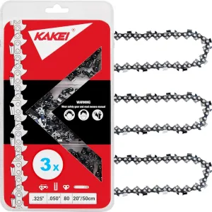 Husqvarna Chainsaw Chain 20 Inch .325" Pitch .050" Gauge 80 Drive Links Fits Husqvarna 450 (Rancher), 545 (Rancher), 550 (XP), Craftsman, Jonsered (3 Chains)