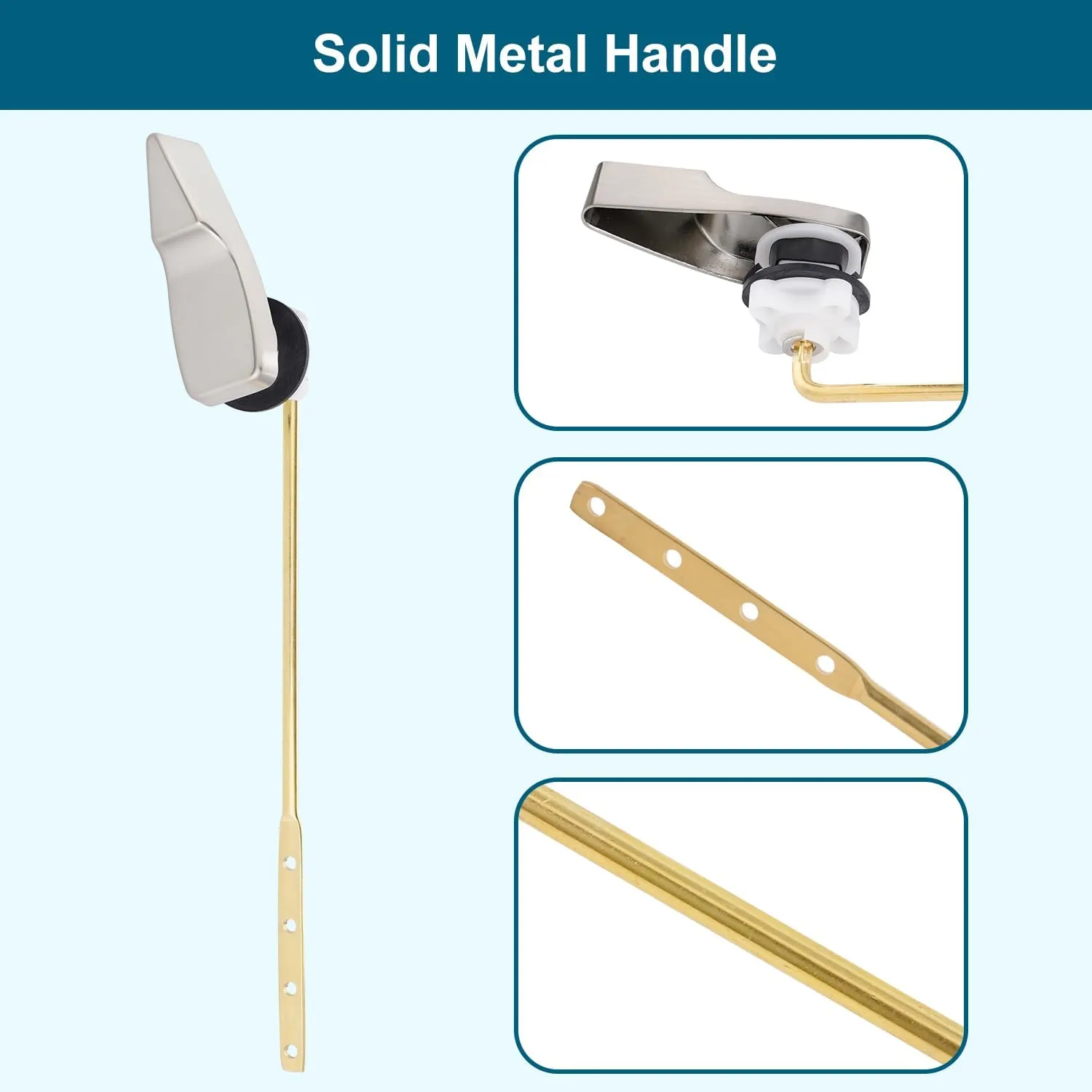 Hygie Rinse Front Mount Metal Toilet Handle Replacement Kit Compatible with American Standard/Mansfield/Gerber Toilet, Toilet Tank Flusher Lever with Flapper Chain, Brushed Nickel