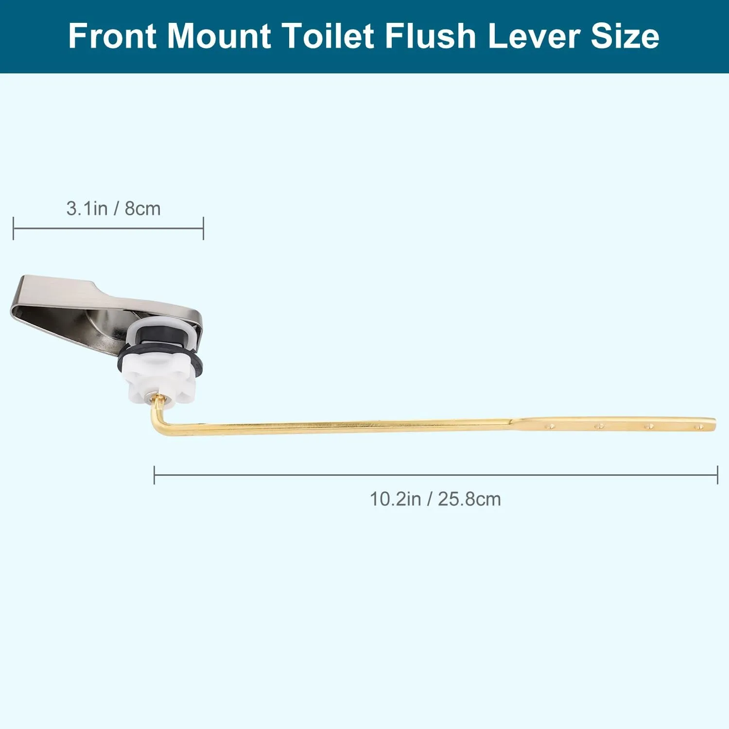 Hygie Rinse Front Mount Metal Toilet Handle Replacement Kit Compatible with American Standard/Mansfield/Gerber Toilet, Toilet Tank Flusher Lever with Flapper Chain, Brushed Nickel