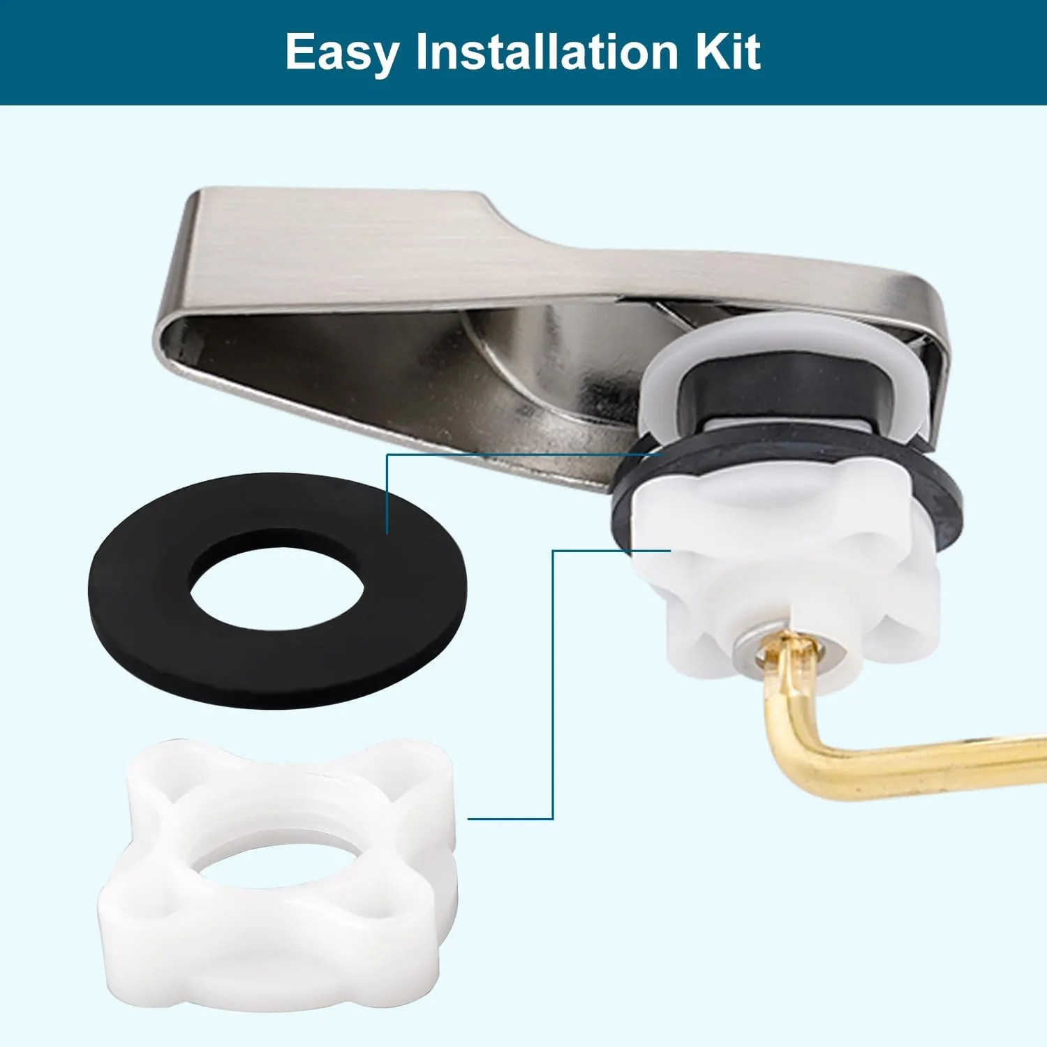 Hygie Rinse Front Mount Metal Toilet Handle Replacement Kit Compatible with American Standard/Mansfield/Gerber Toilet, Toilet Tank Flusher Lever with Flapper Chain, Brushed Nickel