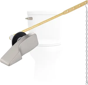 Hygie Rinse Front Mount Metal Toilet Handle Replacement Kit Compatible with American Standard/Mansfield/Gerber Toilet, Toilet Tank Flusher Lever with Flapper Chain, Brushed Nickel