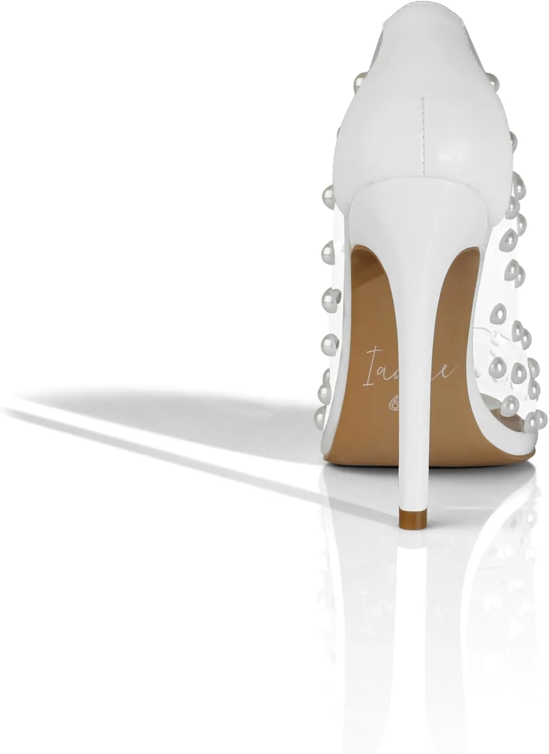 iadore Women's Pumps,11cm Pointed Toe Women High Heel Shoes Fashion Pearl Studded PVC Clear Heels Party Dress Pump Shoes