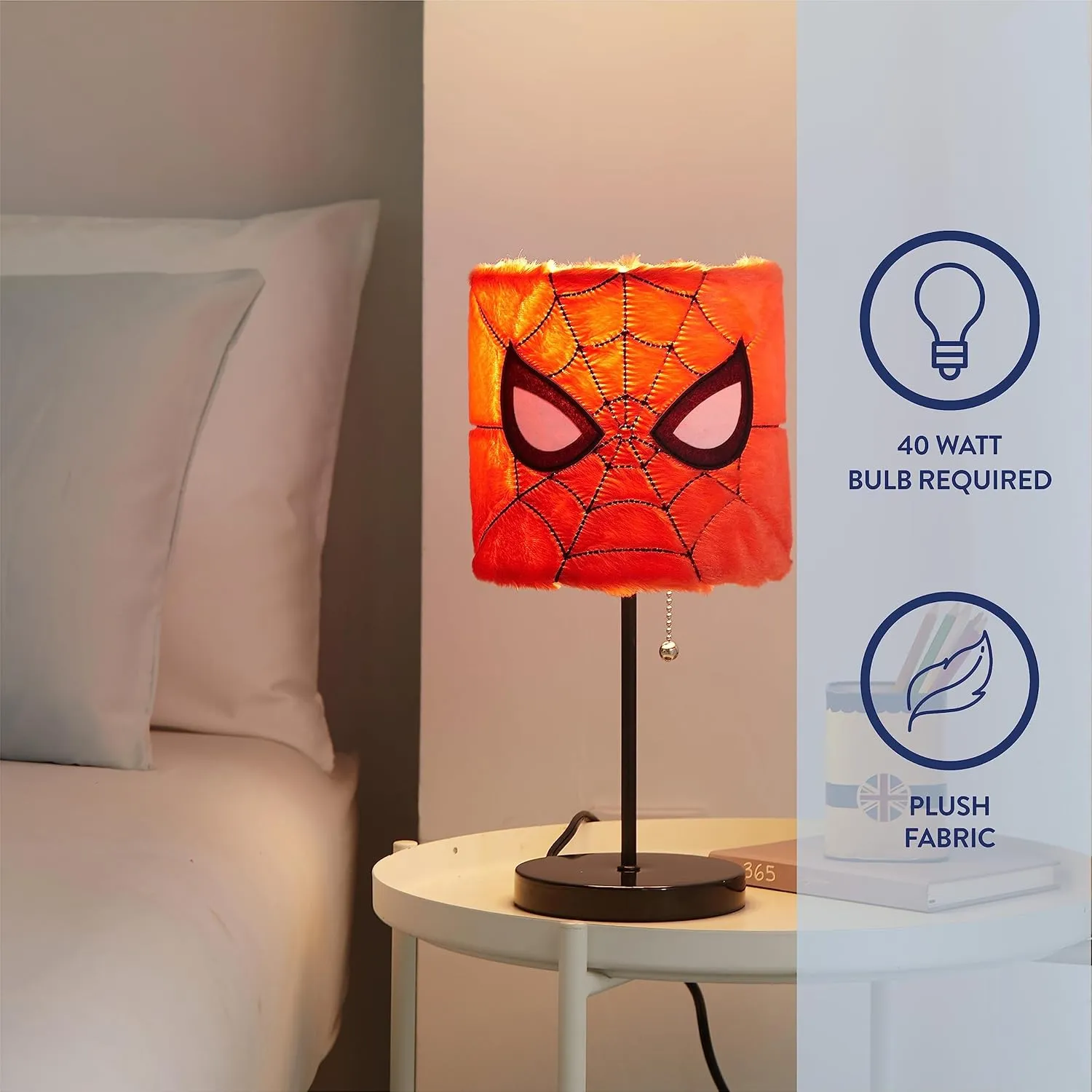 Idea Nuova Marvel Spiderman Plush Shade Stick Table Lamp, Red