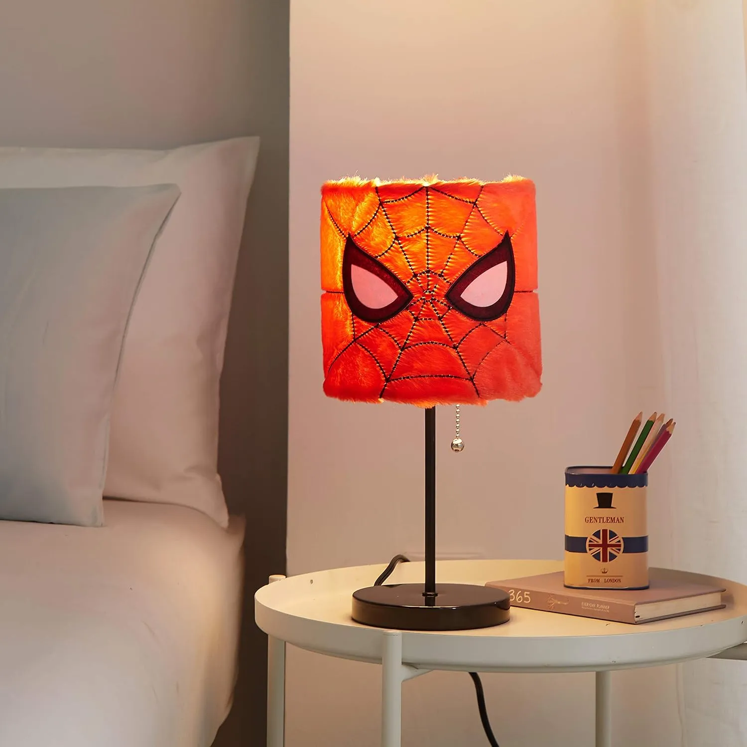 Idea Nuova Marvel Spiderman Plush Shade Stick Table Lamp, Red